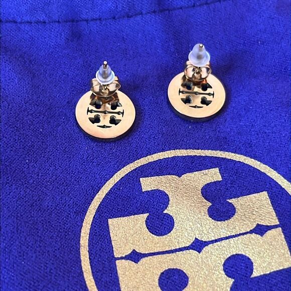 NEW IN BAG TORY BURCH CRYSTAL PAVE STUD EARRINGS AND DUST BAG - Picture 5 of 6